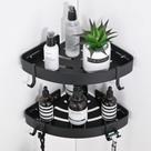 Shower Caddy DUFU Adhesive Corner com ganchos, pacote com 2 unidades pretas