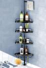 Shower Caddy HAMITOR Corner Tension Pole em aço inoxidável de 4 camadas