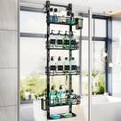 Shower Caddy HaPirm de 5 camadas sobre a porta com 28 ganchos pretos