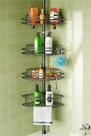 Shower Caddy Tension Pole HAMITOR, ajustável de 4 camadas, preto