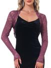 Shrug Bolero de renda Allegra K Floral para mulheres, cor de vinho, pequeno