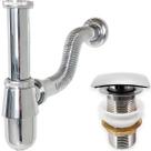 Sifão Copo Cromado Metal 1 1/4 Ajustável E Valvula Click Quadrada Inox 40mm Kit Pia Lavatório Cuba Banheiro Sifão Aparente Tubo De Saída Adaptável