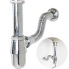 Sifão Copo Cromado Metal 7/8 E 1 1/4 Ajustável Pia Suspensa Cuba Com Sifao Aparente Banheiro Sifao Universal Parede Com Tubo Ajustável Lavatório Lavab