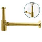 Sifão Copo Dourado Premium 1 1/4 Lavatorio Banheiro Cuba Pia Luxo Sifão Metal Gold Com Copo Reto Parede Lavabo Linha Premium Dourado Brilhoso