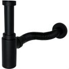 Sifão Copo Preto Fosco 1 ¼ Pol Ajustável Aço Inox 304 Para Pia Suspensa Cuba Com Sifao Aparente Banheiro Com Tubo Ajustável Metal Lavatório Lavabo