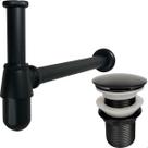 Sifao Copo Preto Fosco 1 1/4 Pol Metal E Valvula Click Ralo Pia Banheiro Cuba Esculpida Pia Suspensa