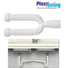 Sifão Sanfonado ( DUPLO PLASTUNING ) Pia Flexível Extensível Universal Branco