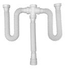 Sifão Sanfonado Triplo Lavatório/Pia/Tanque 80Cm Branco Branco Sifão Sanfonado Triplo Lavatório/Pia/Tanque 80Cm Branco Branco