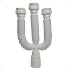 Sifão Tubo Sanfonado Triplo Flexível Universal Branco Branco