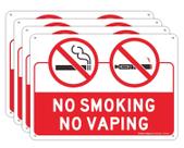 Sign No Smoking No Vaping, 10 x 7 cm, alumínio livre de ferrugem, pacote com 4