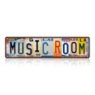 Sign Vintage Music Room Metal Tin 40x10cm, decoração de parede doméstica