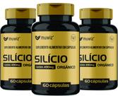 Silício Orgânico kit 3 frascos x 60 capsulas Muwiz Silicio 180 cápsulas 490 mg
