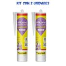 Silicone Acético Transparente Multiuso 250g Quartzolit - kit 2un