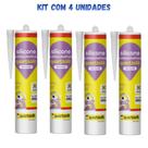 Silicone Acético Transparente Multiuso 250g Quartzolit - kit 4un