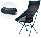 Silla de camping plegable con respaldo alto y liviana color azul lago Silla de camping plegable con respaldo alto y liviana color azul lago