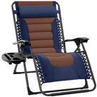 Silla de Gravedad Cero Best Choice Products Sobredimensionada Azul Marino/Marrón