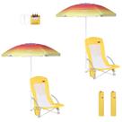 Silla de Playa Nice C con Respaldo Alto, Sombrilla y Refrigerador Amarillo