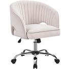 Silla giratoria de terciopelo Yaheetech con ruedas en crema Silla giratoria de terciopelo Yaheetech con ruedas en crema