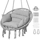 Silla Hamaca Goutime Colgante de Macramé con Cojín Gris Claro
