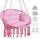 Silla Hamaca Goutime Macramé Colgante con Cojín Rosa