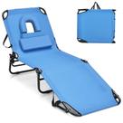 Silla para bronceado GYMAX Lounge de playa 160 kg con hueco para la cara azul