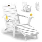 Silla Plegable Adirondack SUUNYN con Reposapiés Retráctil Blanca