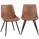 Sillas de Comedor Yaheetech Juego de 2 con Asiento en PU Marrón y Patas de Metal