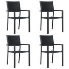 Sillas de Jardín Casafoyer 4 pzas en Plástico Negro con Estilo Rattan