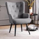 Sillón Acento Furniliving Moderno en Terciopelo con Botones y Capitoneado Gris