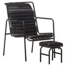 Sillón vidaXL Furniking Relax con reposapiés de cuero negro