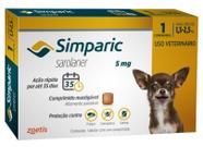 Simparic Antipulgas e Carrapatos 5mg - 1,3 a 2,5kg Zoetis 1cpr