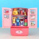 Simulação de mini porta dupla de geladeira de brinquedo para crianças