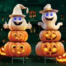 Sinais de jardim de Halloween Sewrung 4 pés Ghost Pumpkin Glow Eyes