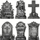 Sinais De Jardim Realistas De Esqueletos Assustadores Para Halloween Com Túmulos E Lápides, Com