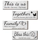 Sinais decorativos Joyhawk Wooden Home Wall Art Decor 4 unidades