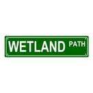 Sinal Aeontinity WETLAND PATH LOCATION Lata de metal 40x10cm