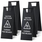 Sinal de advertência para piso úmido, aço inoxidável LEIFIDE, 4 peças, preto