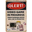 Sinal de alerta de videogame vintage para decoração de parede Retro Tin Iron