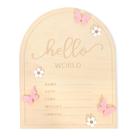 Sinal de anúncio de bebê TERJIO Hello World Newborn Pink