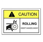 Sinal de aviso de perigo de peças rolantes, PVC autoadesivo, 15x10cm