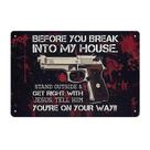 Sinal de aviso engraçado de pistola vintage para decoração de parede de metal 20x30cm