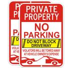 Sinal de não estacionamento, pacote com 2 unidades, propriedade privada, 45x30cm, alumínio