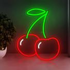 Sinal de néon decorativo Aywyyjch Cherry LED 40x33 cm vermelho verde