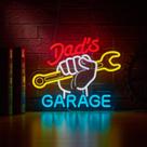 Sinal de néon ZODZ Dad's Garage LED, luz USB de 41 x 33 cm