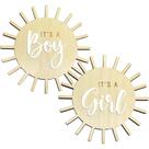Sinal de revelação de gênero Senfaro Boho Sun Baby Boy Girl Wood