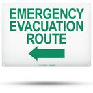 Sinal de rota de evacuação de emergência TRADESAFE com seta esquerda 14x10in