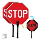 Sinal de trânsito T&R Large Stop Slow, alumínio de 45 x 45 cm, pacote com 2 Sinal de trânsito T&R Large Stop Slow, alumínio de 45 x 45 cm, pacote com 2
