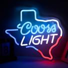 Sinal LED de néon JFLlamp Texas Coors Light 35x31cm USB