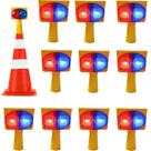 Sinalizador Solar Kit 10 Duas Cores Cone Estrada Pisca Alerta Transito Iluminaçao Acidente