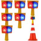 Sinalizador Solar Kit 6 Duas Cores Cone Estrada Pisca Alerta Transito Iluminaçao Acidente